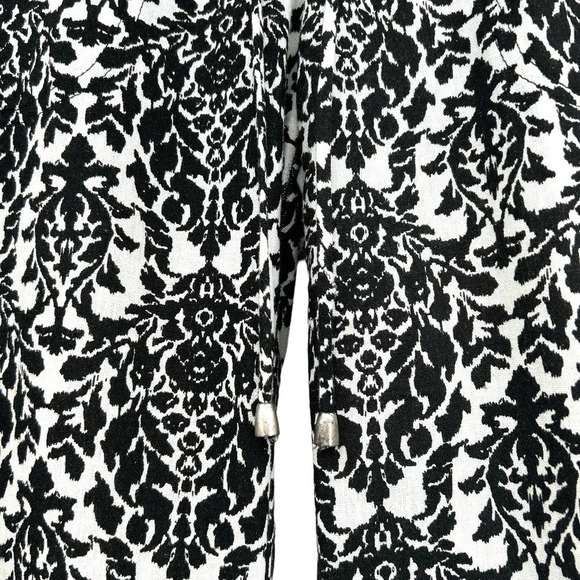 SW3 Bespoke Damask Print Linen Blend Wide Leg Pants Black White Size 6 - Picture 4 of 11